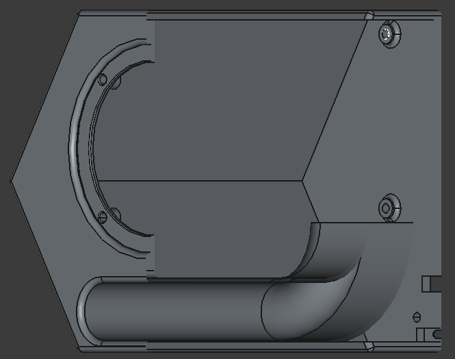 Cut view of the hexagonal enclosure